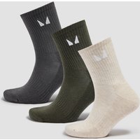 MP Unisex Crew Sokken (3 Stuks) - Woestijnzand/Bosgroen/Nachtgrijs - UK 9-11
